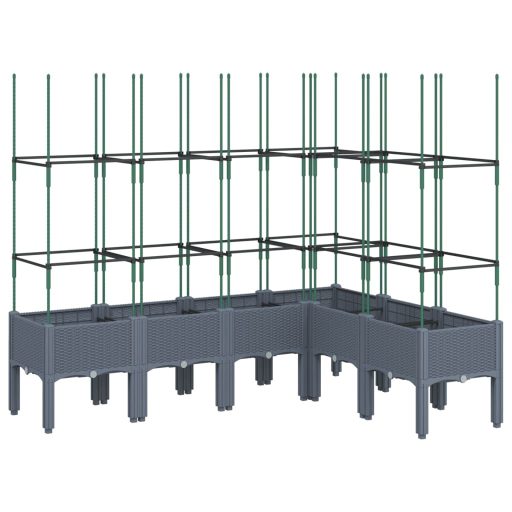 Szürke PP rácsos kerti ültetőláda 160 x 120 x 142,5 cm