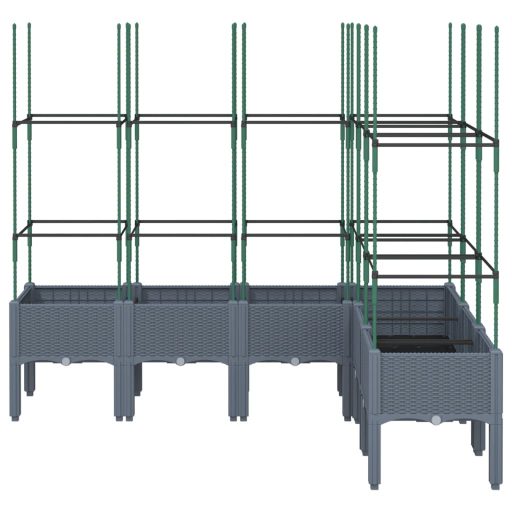 Szürke PP rácsos kerti ültetőláda 160 x 120 x 142,5 cm