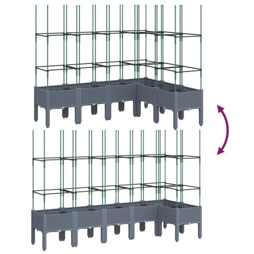 Szürke PP rácsos kerti ültetőláda 160 x 120 x 142,5 cm