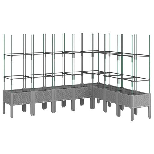 Világosszürke PP rácsos kerti ültetőláda 200 x 160 x 142,5 cm