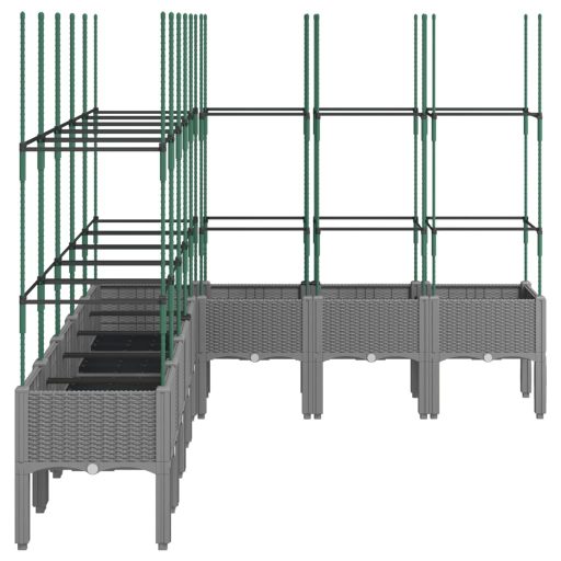 Világosszürke PP rácsos kerti ültetőláda 200 x 160 x 142,5 cm