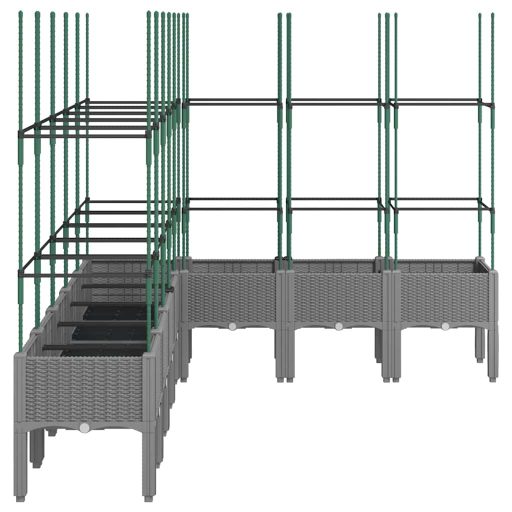 Világosszürke PP rácsos kerti ültetőláda 200 x 160 x 142,5 cm