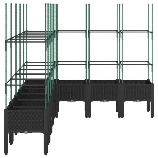 Fekete polipropilén rácsos kerti ültetőláda 200x160x142,5 cm