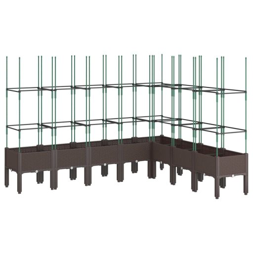 Barna polipropilén rácsos kerti ültetőláda 200 x 160 x 142,5 cm