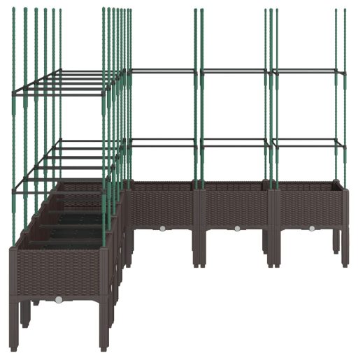 Barna polipropilén rácsos kerti ültetőláda 200 x 160 x 142,5 cm