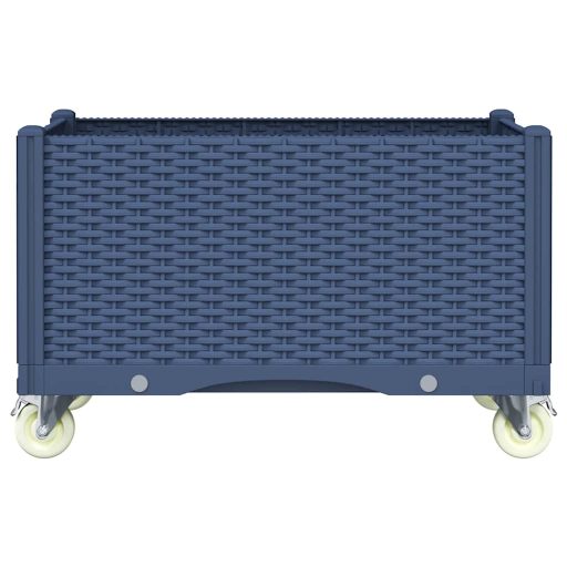 Kékszürke PP rácsos kerekes ültetőláda 80 x 50 x 54 cm