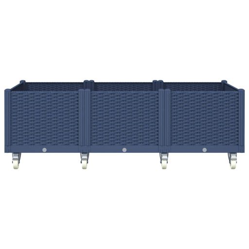 Kékszürke polipropilén rácsos kerekes ültetőláda 150 x 80 x 54 cm
