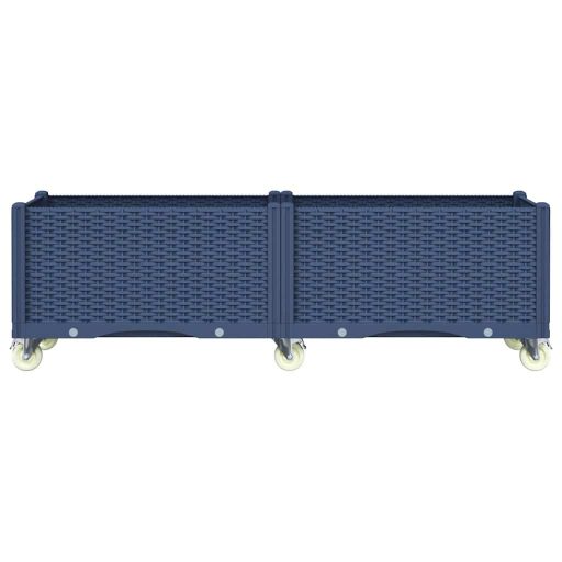 Kékszürke polipropilén rácsos kerekes ültetőláda 160 x 50 x 54 cm