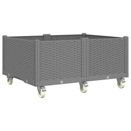 Világosszürke PP rácsos kerekes ültetőláda 100 x 80 x 54 cm