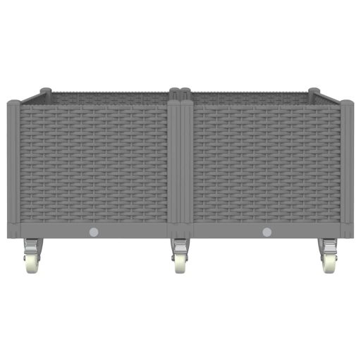 Világosszürke PP rácsos kerekes ültetőláda 100 x 80 x 54 cm