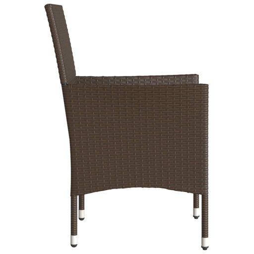 2 db barna polyrattan kerti szék párnával