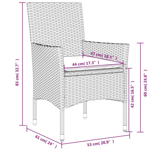 2 db barna polyrattan kerti szék párnával