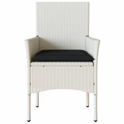 2 db fehér polyrattan kerti szék párnával