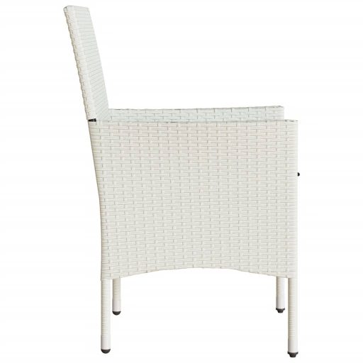 2 db fehér polyrattan kerti szék párnával