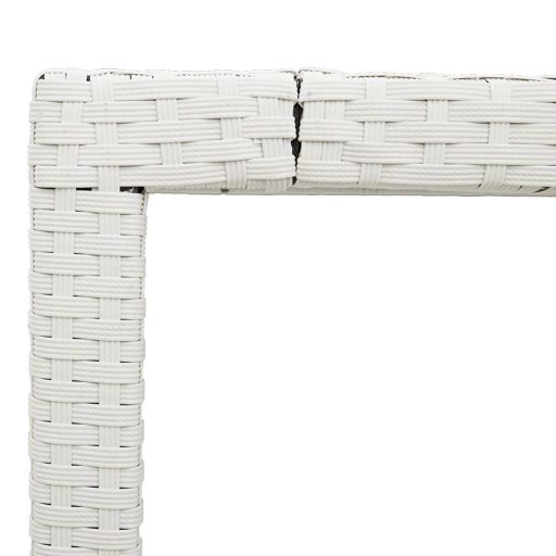 Fehér polyrattan üveglapos kerti asztal 150 x 90 x 75 cm
