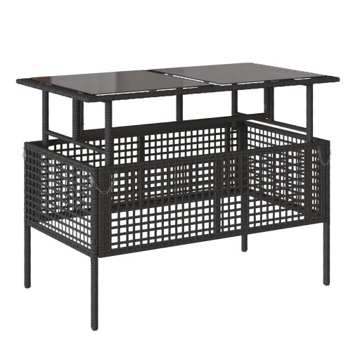 4 részes fekete polyrattan üveg kerti ülőgarnitúra párnával