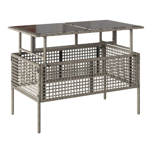 4 részes szürke polyrattan üveg kerti ülőgarnitúra párnákkal