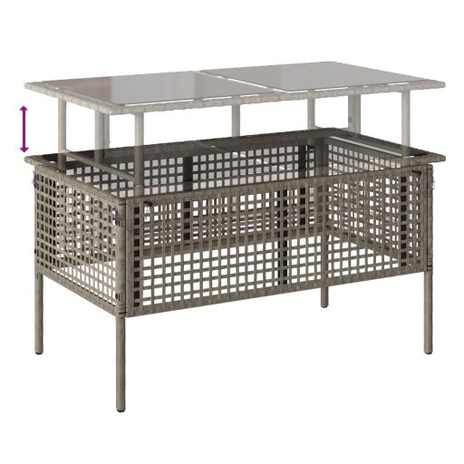 4 részes szürke polyrattan üveg kerti ülőgarnitúra párnákkal