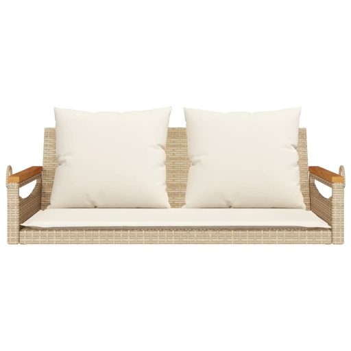Bézs polyrattan hintapad párnákkal 109 x 62 x 40 cm