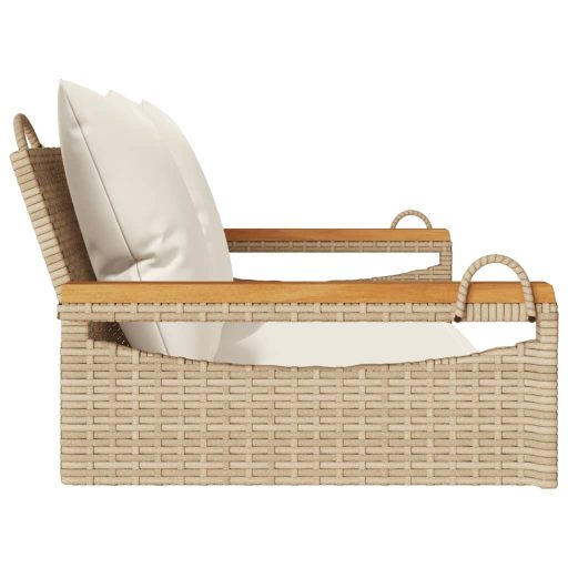 Bézs polyrattan hintapad párnákkal 109 x 62 x 40 cm