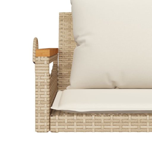 Bézs polyrattan hintapad párnákkal 109 x 62 x 40 cm