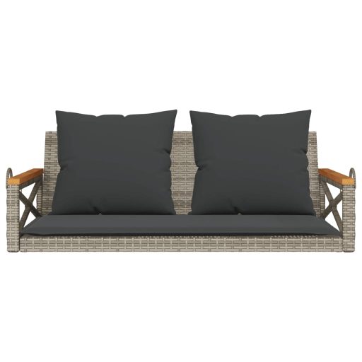 Szürke polyrattan hintapad párnákkal 109 x 62 x 40 cm