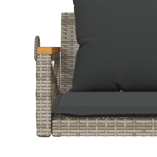 Szürke polyrattan hintapad párnákkal 109 x 62 x 40 cm