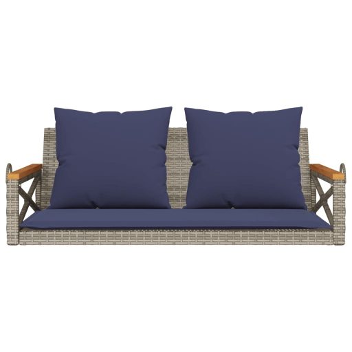 Szürke polyrattan hintapad párnákkal 109 x 62 x 40 cm