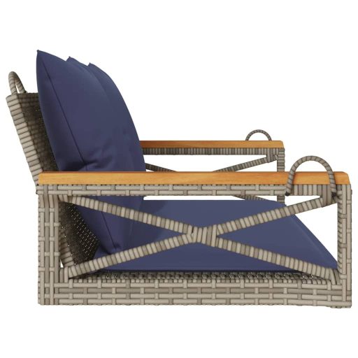 Szürke polyrattan hintapad párnákkal 109 x 62 x 40 cm