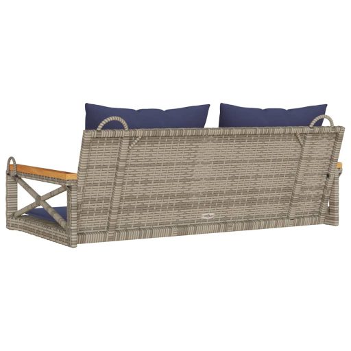Szürke polyrattan hintapad párnákkal 109 x 62 x 40 cm