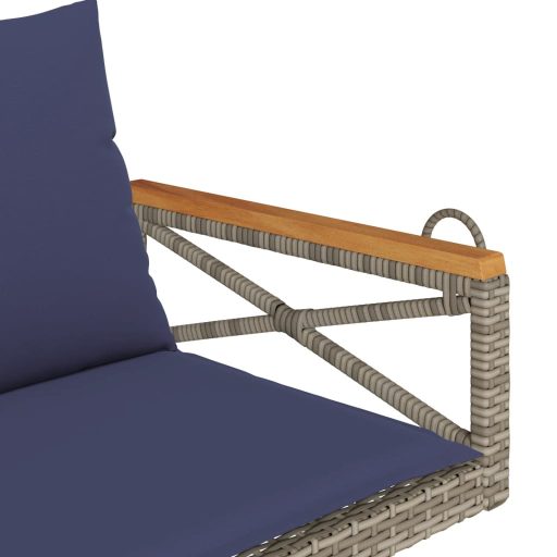 Szürke polyrattan hintapad párnákkal 109 x 62 x 40 cm
