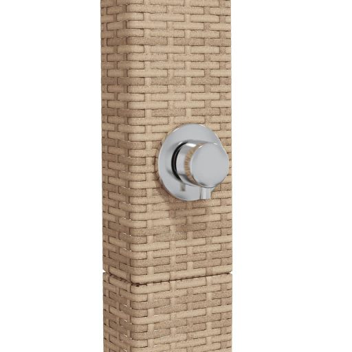 Bézs polyrattan és akácfa kültéri zuhanyzó 50 x 55 x 224 cm