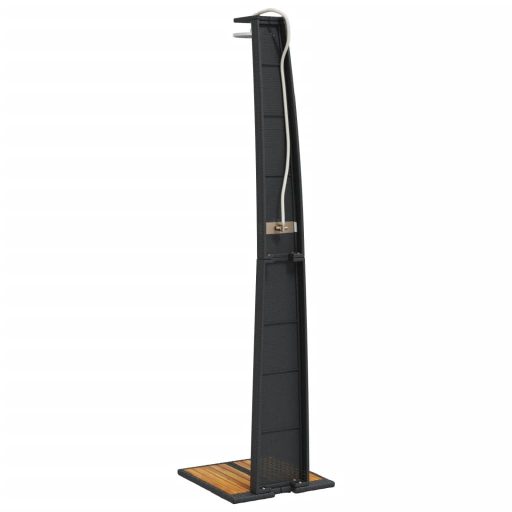 Fekete polyrattan és akácfa kültéri zuhanyzó 55 x 60 x 224 cm