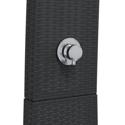 Fekete polyrattan és akácfa kültéri zuhanyzó 55 x 60 x 224 cm