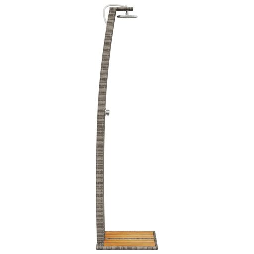 Szürke polyrattan és akácfa kültéri zuhanyzó 55 x 60 x 224 cm