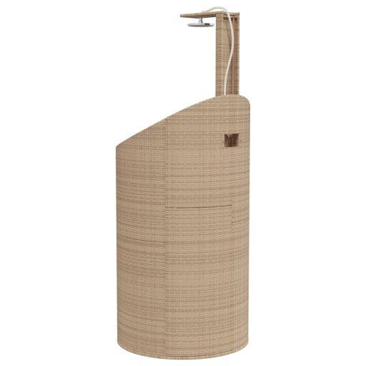 Bézs polyrattan és akácfa kültéri zuhanyzó 100x100x241,5 cm
