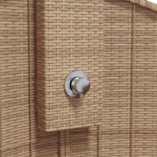 Bézs polyrattan és akácfa kültéri zuhanyzó 100x100x241,5 cm