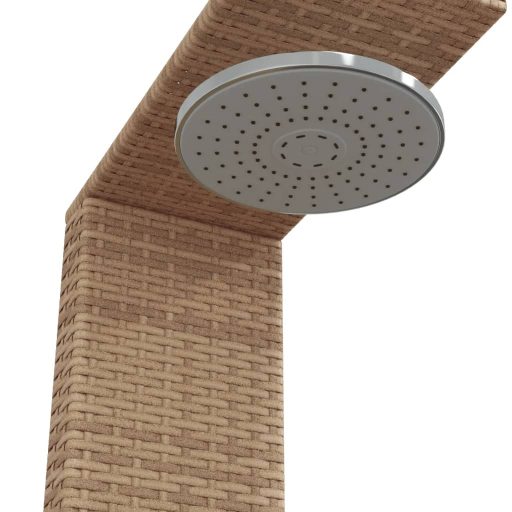 Bézs polyrattan és akácfa kültéri zuhanyzó 100x100x241,5 cm