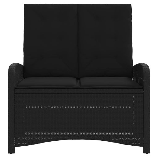Fekete polyrattan dönthető kerti pad párnával