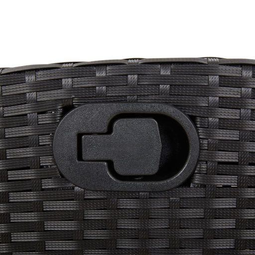 Fekete polyrattan dönthető kerti pad párnával