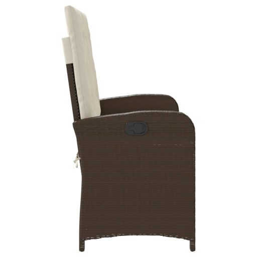 Barna polyrattan dönthető kerti pad párnával
