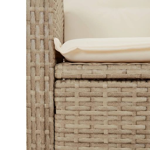 Bézs polyrattan dönthető kerti pad párnával