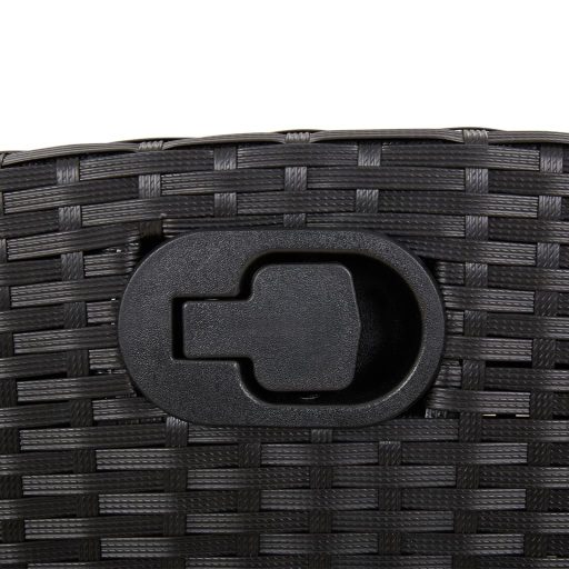 Fekete polyrattan dönthető kerti pad párnával