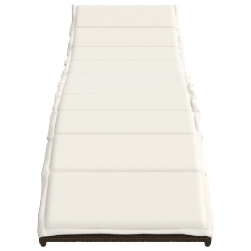 Barna polyrattan napozóágy párnával 55x199x50 cm