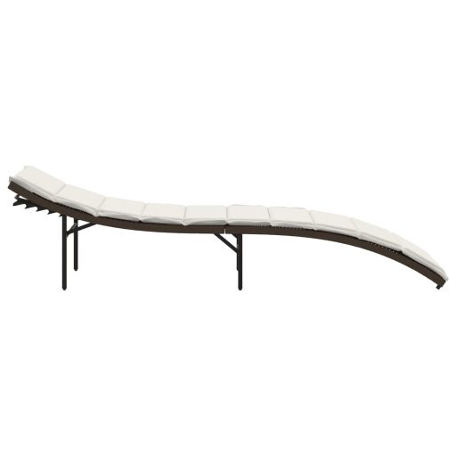 Barna polyrattan napozóágy párnával 55x199x50 cm