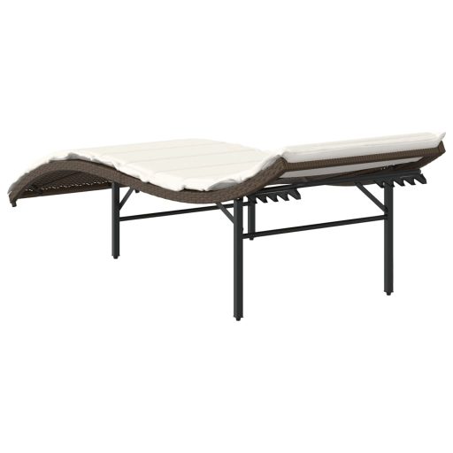 Barna polyrattan napozóágy párnával 55x199x50 cm