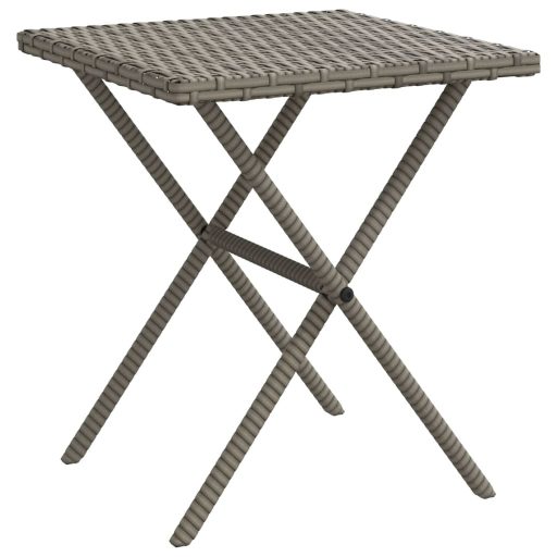 2 db szürke polyrattan napozóágy asztallal