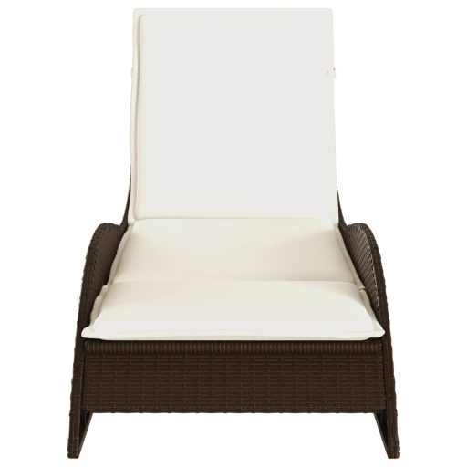 Barna polyrattan napozóágy párnával 60x205x73 cm