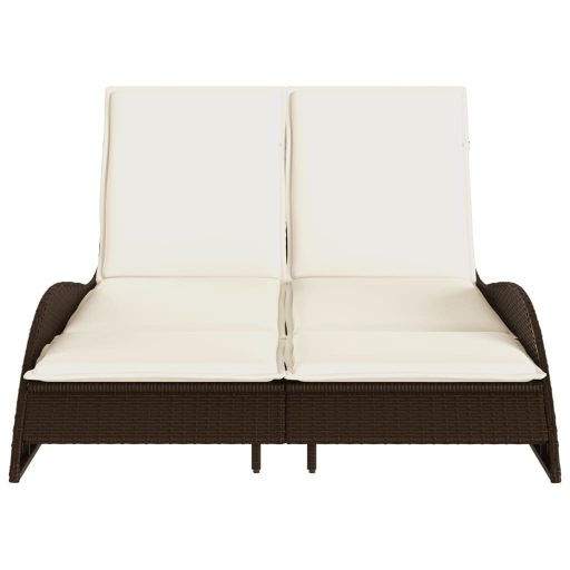 Barna polyrattan napozóágy párnákkal 114x205x73 cm