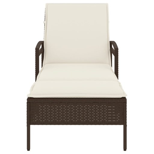 Barna polyrattan napozóágy párnával 63x200x81 cm